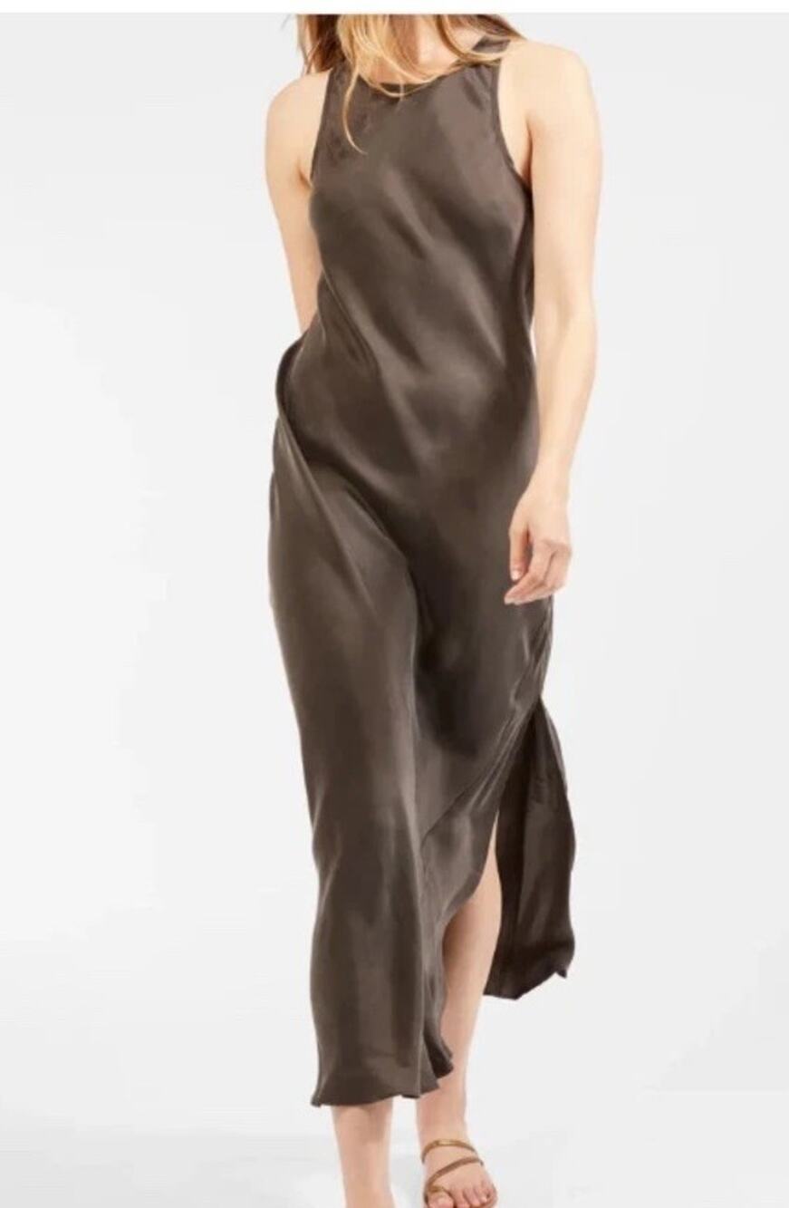 NWT Outerknown Ellison Silky Midi Maxi Slip Tank Dress Slit Sz.M